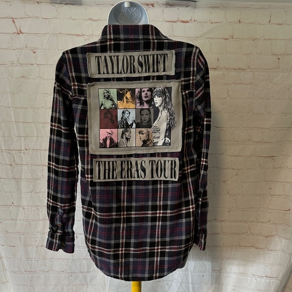 American Eagle Outfitters Tops - Taylor Swift The Eras Tour Upcycled Flannel Sz XS